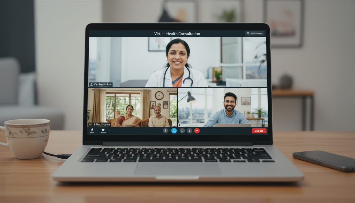 Virtual consultation on a laptop